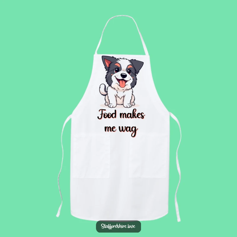 Funny Kawaii Staffy Wagging Tail Apron: Hilarious Kitchen Wear for Joyful Cooks