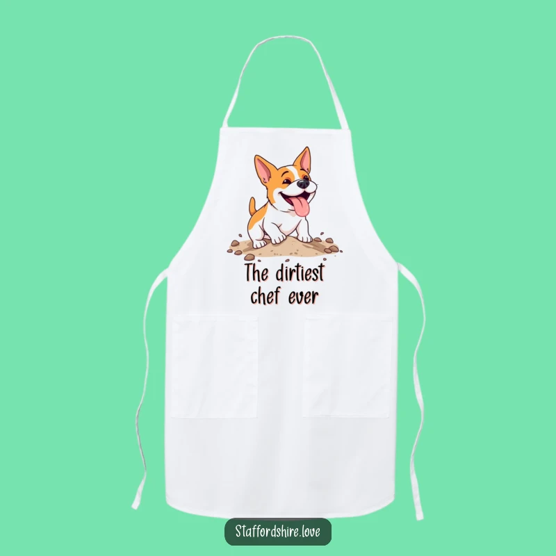 Funny Digging Staffy Apron, Energetic Dog Chef Gift, Humorous Kitchen Wear