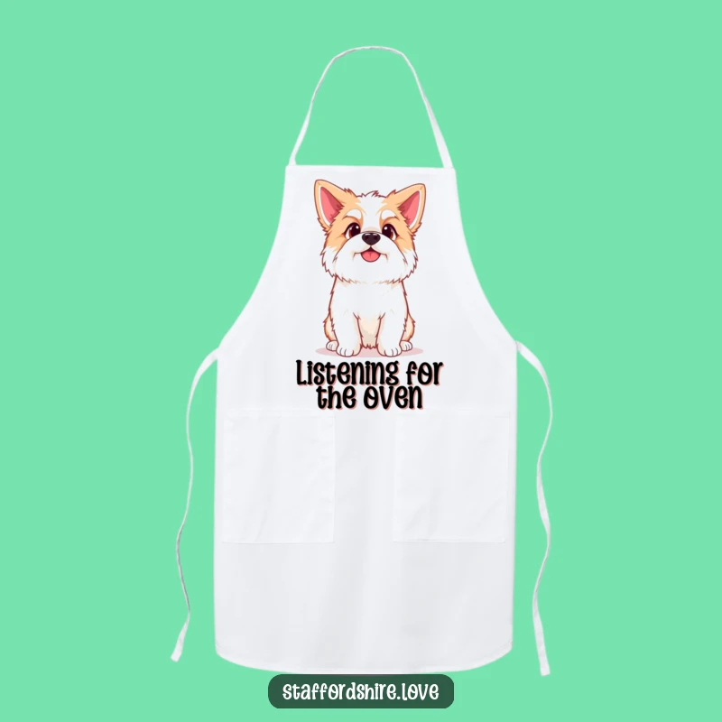 Funny Kawaii Staffordshire Apron: Cook with Curious Canine Flair