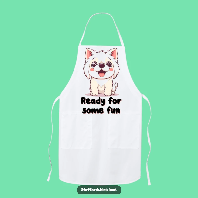 Funny Kawaii Staffordshire Apron - Kitchen Playful Dog, Whimsical Funny Gift