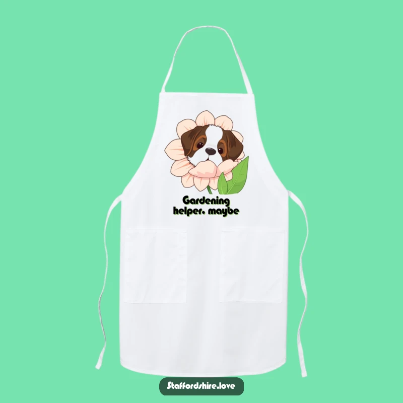 Funny Saint Bernard Apron - Giant Flower Peekaboo Kitchen Gift