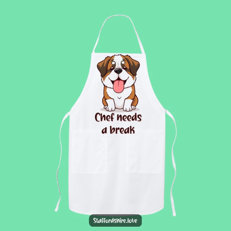 Funny Saint Bernard Relaxed Apron: Happy Sigh Tongue for a Humorous Kitchen Gift