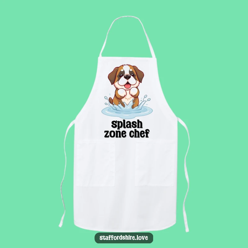 Funny Saint Bernard Splash Apron: Cook with Cute