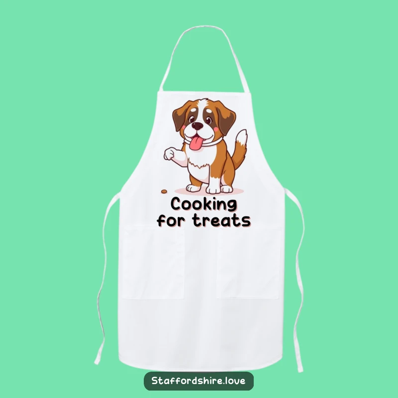Funny Saint Bernard Treat Jump Apron - Chef's Hilarious Dog Lover Gear