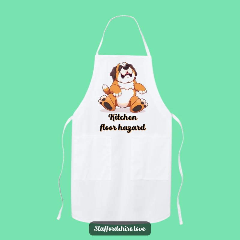 Funny Saint Bernard Tripping Apron: Cook with Clumsy Charm in This Hilarious Gift