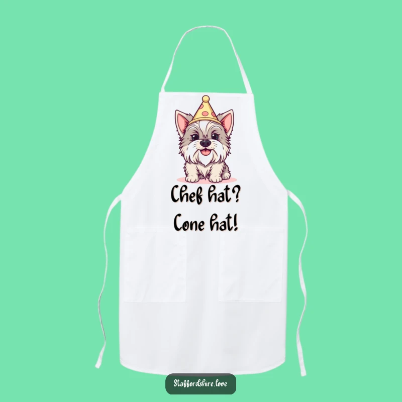 Funny Staffy Silly Grin Cone Hat Apron: Hilarious Dog Chef Gift