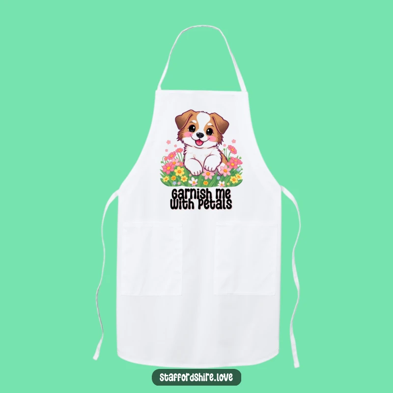 Funny Staffy Flower Roll Apron: Cute Dog Chef Gift