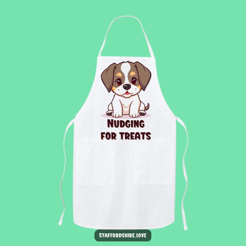 Funny Nudging Puppy Apron: Kawaii Staffy Kitchen Wear for Playful Cooks