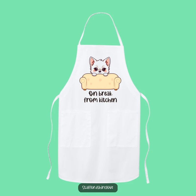 Funny Kawaii Staffordshire Apron: Cook with a Peeking Pup Flair