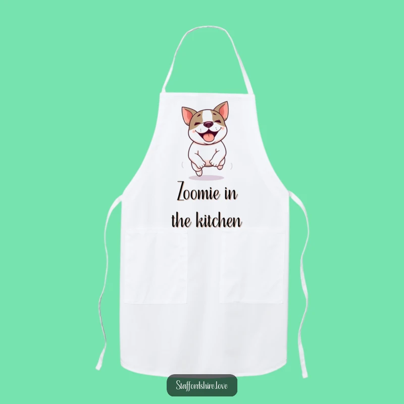 Funny Kawaii Staffie Zoomie Apron - Kitchen Speed Demon, Ideal Funny Gift!