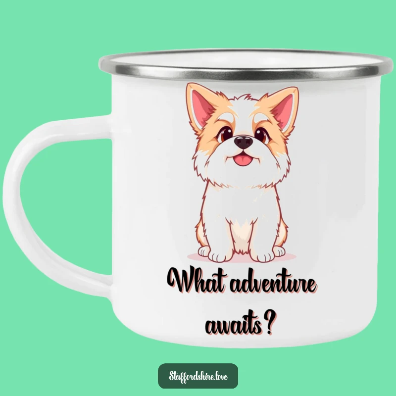 Funny Kawaii Staffordshire Camping Mug: Your Curious Adventure Buddy