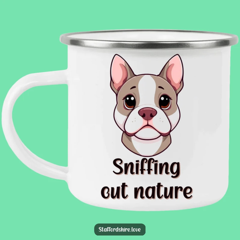Funny Kawaii Staffy Camping Mug - Curious Brews for Outdoor Explorers