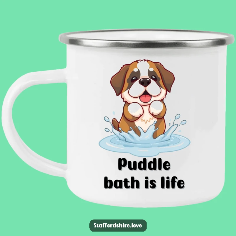 Funny Saint Bernard Splash Camping Mug: Adventure Buddy