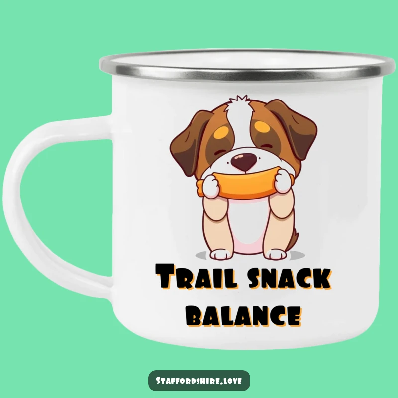 Funny Saint Bernard Toy Balancing Camping Mug: Enjoy Your Drink with This Hilarious Outdoor Companion