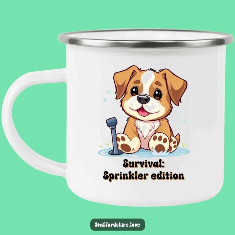 Funny Staffy Paws Sprinkler Camping Mug: Hilarious Dog Outdoors Gift