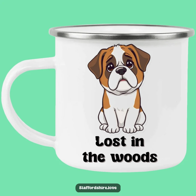 Funny Kawaii Saint Bernard Camping Mug - Confused Drinkware, Ideal Outdoor Gift