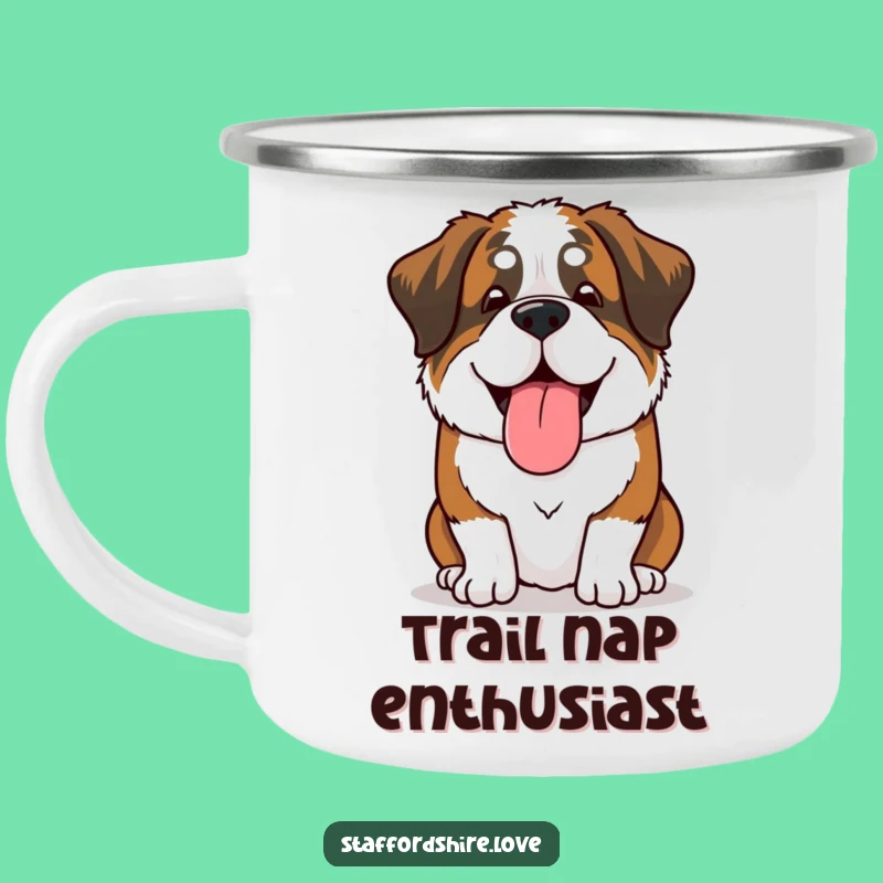 Funny Saint Bernard Relaxed Camping Mug: Happy Sigh Tongue for Outdoor Chill Gift