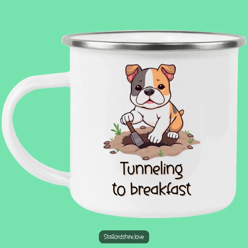 Funny Kawaii Staffy Camping Mug - Determined Brews for Outdoor Explorers