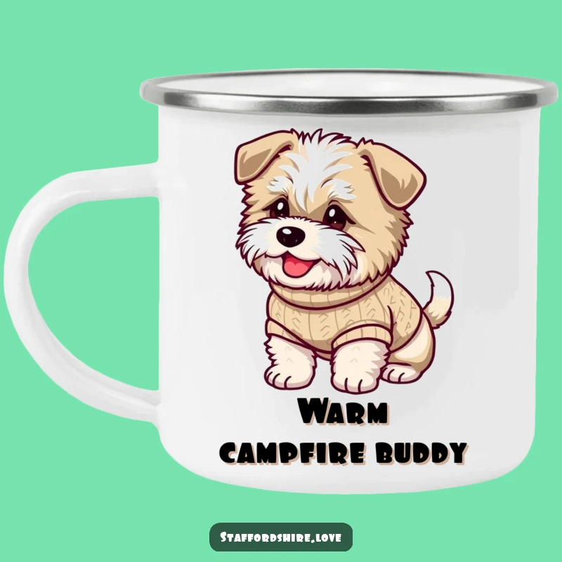 Funny Staffy Camping Mug: Sweater Style, Happy Trails, Outdoor Funny Dog Gift