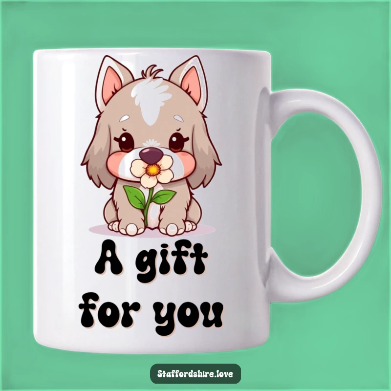 Funny Kawaii Staffordshire Mug: Sweet Flower Gift for Dog Lovers