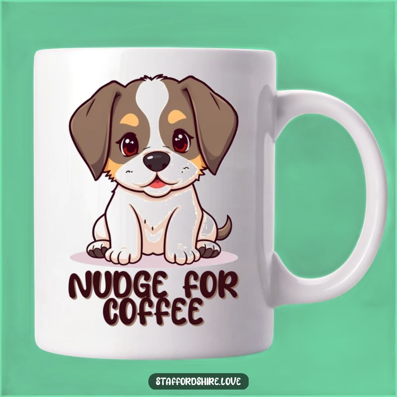 Funny Nudging Puppy Mug: Adorable Kawaii Staffy Gift for Playful Paws