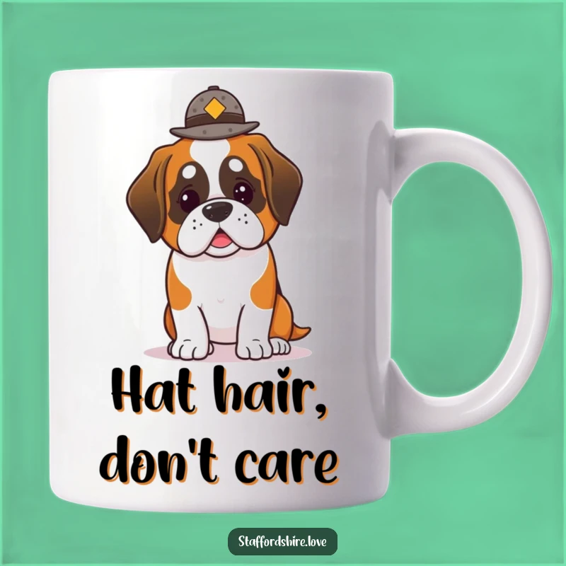 Funny Saint Bernard Hat Balance Mug: Hilarious Kawaii Dog Lover's Treat!
