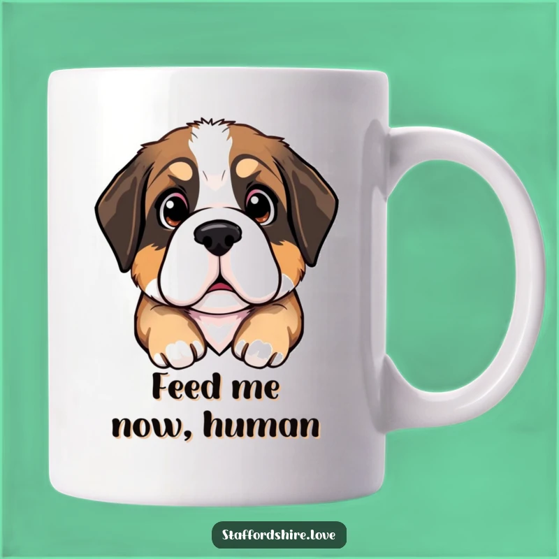 Funny Saint Bernard Puppy Mug: Adorable Pleading Eyes Make a Perfect Funny Gift
