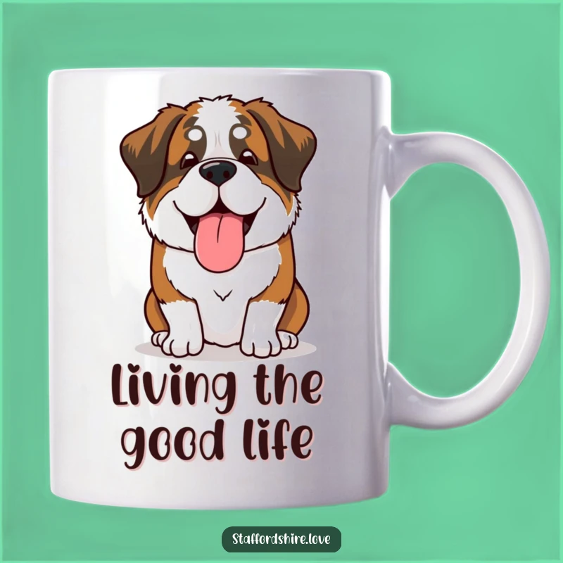 Funny Saint Bernard Relaxed Mug: Happy Sigh & Lolling Tongue for a Hilarious Gift