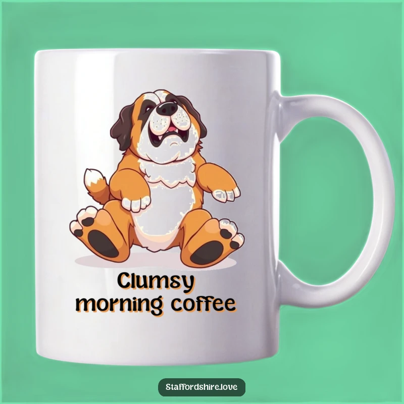 Funny Saint Bernard Tripping Mug: Hilarious Gift for Dog Lovers Who Appreciate Klutziness