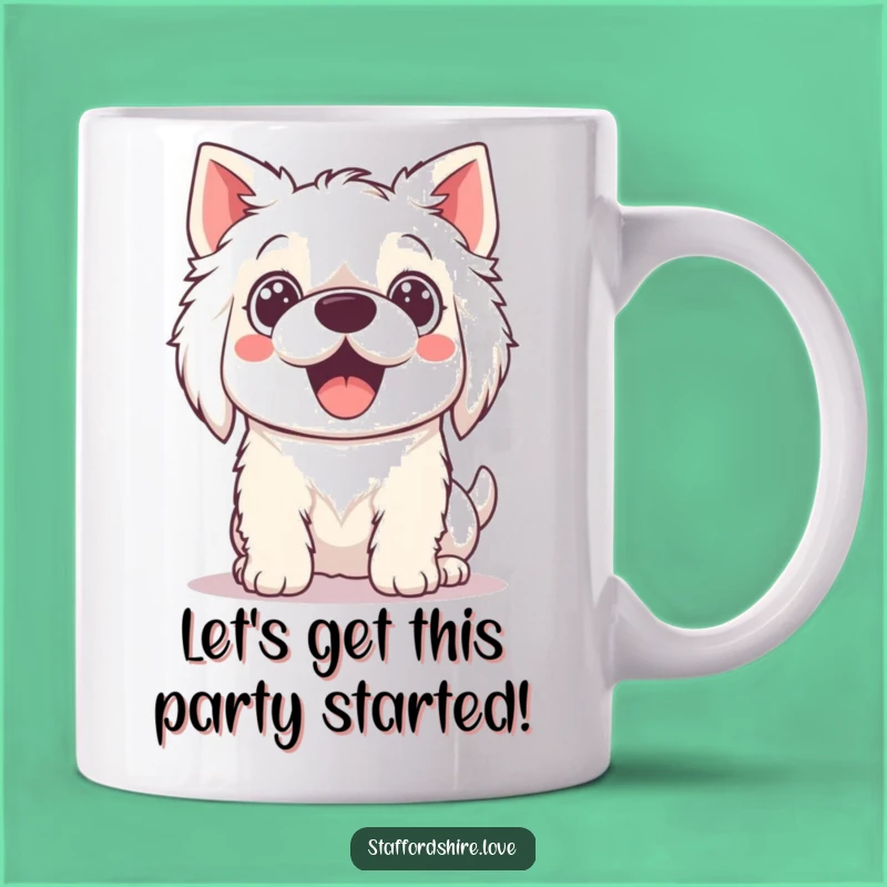 Funny Kawaii Staffordshire Mug - Excited Playful Dog, Perfect Funny Gift for Dog Lovers
