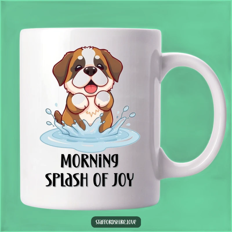 Funny Saint Bernard Splash Mug: Kawaii Dog Fun