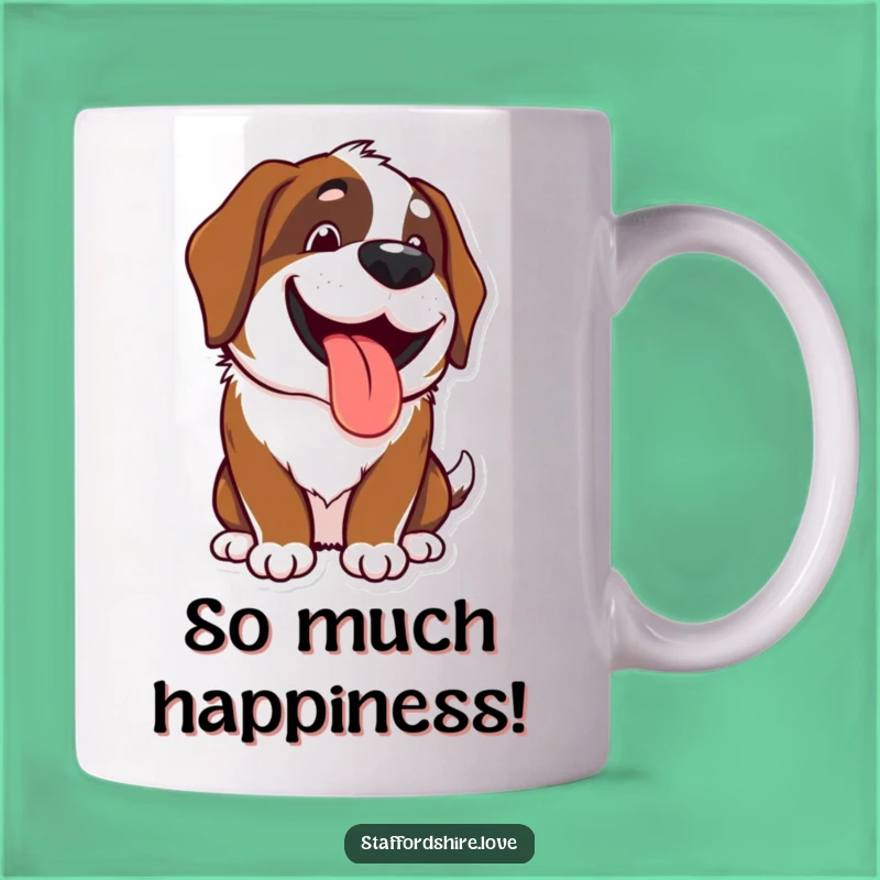 Funny Kawaii Saint Bernard Mug - Happy Panting Dog Face, Perfect Gift for Dog Lovers