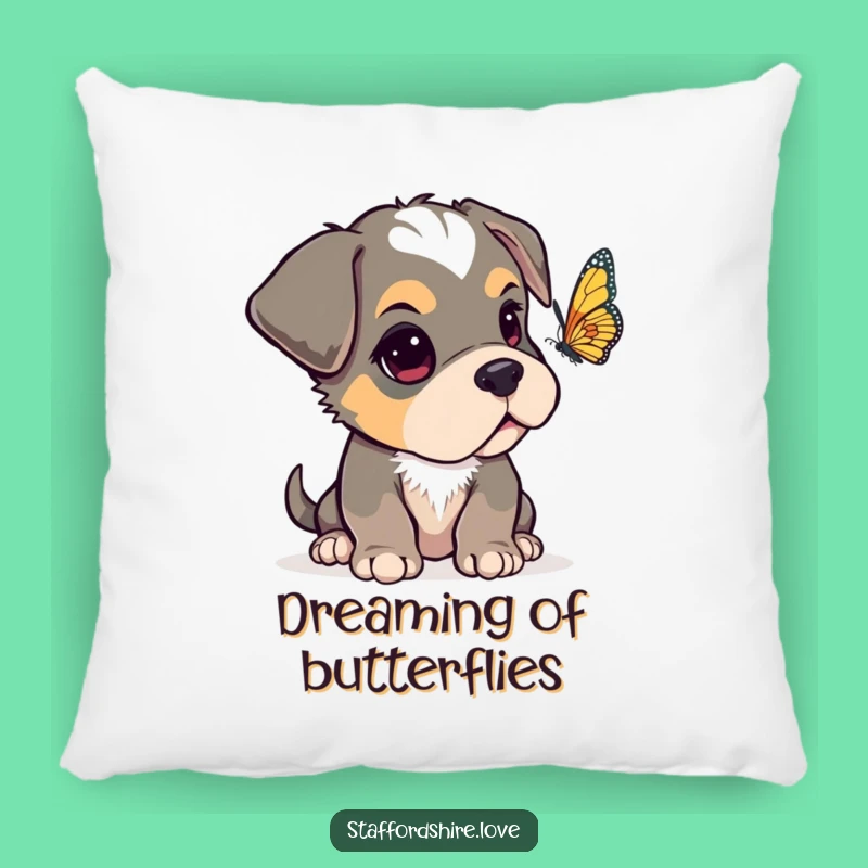 Funny Curious Staffy Pillow, Cozy Dog Decor Cushion, Whimsical Gift