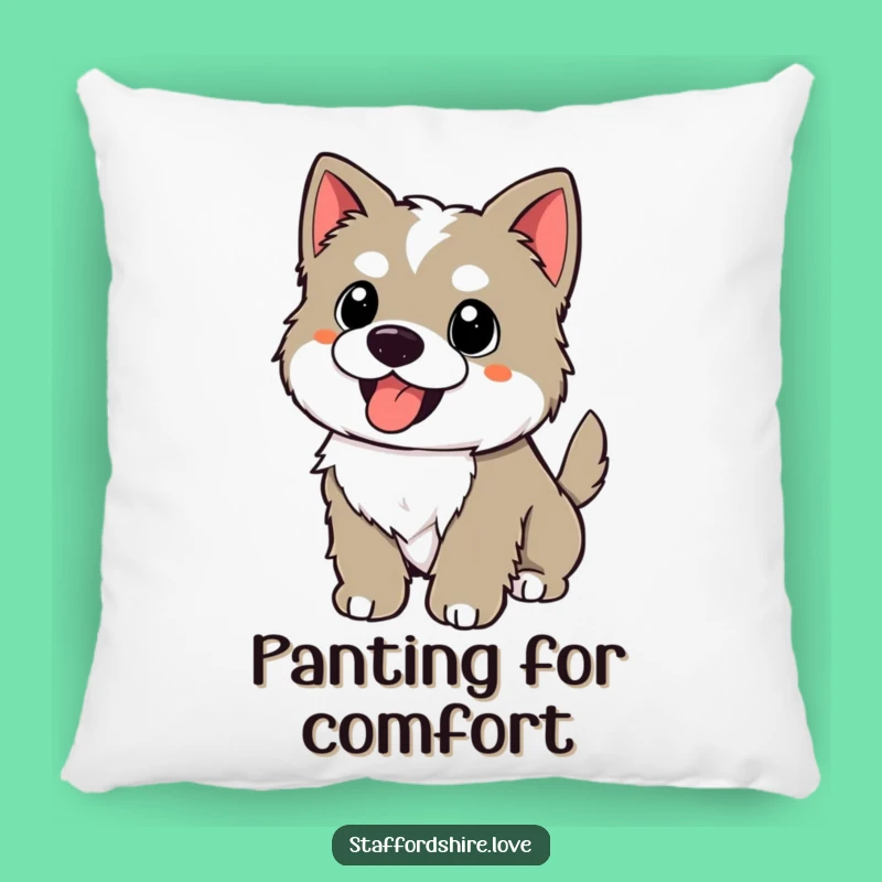 Funny Happy Staffy Pillow: Kawaii Wagging Tail Puppy Cushion for Joyful Comfort