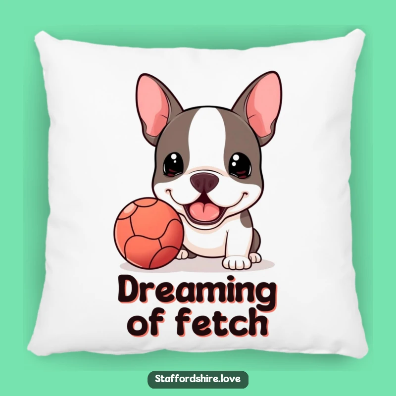 Funny Kawaii Staffie Ball Pillow - Cozy Fetch Lover Cushion, Perfect Funny Gift!