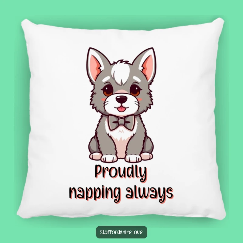 Funny Kawaii Staffy Bowtie Pillow: Comfy and Hilarious Dapper Dog Accent