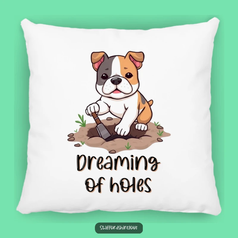 Funny Kawaii Staffy Pillow - Cozy Comfort for Determined Dog Lovers