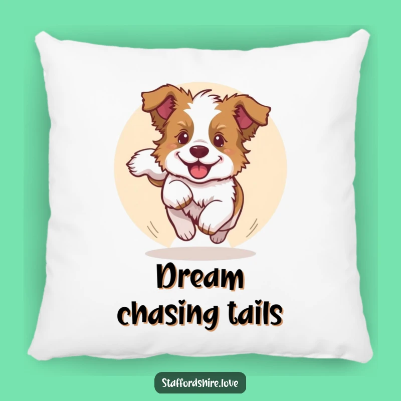 Funny Staffy Pup Tail Chase Pillow: Cozy Dog Comfort Gift