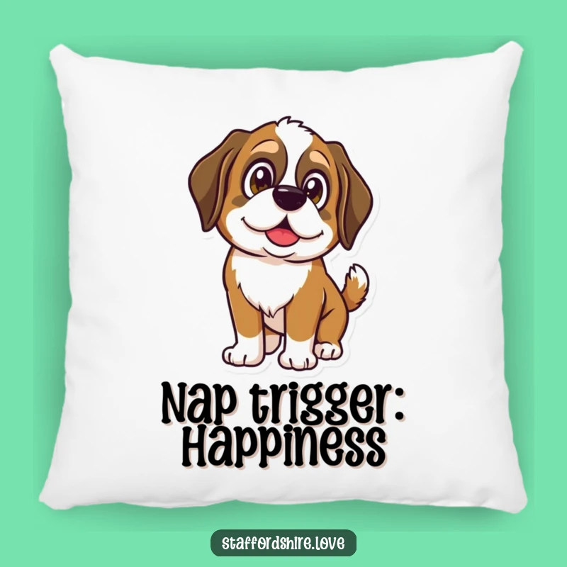 Funny Saint Bernard Pillow - Shining Eyes Wagging Cushion