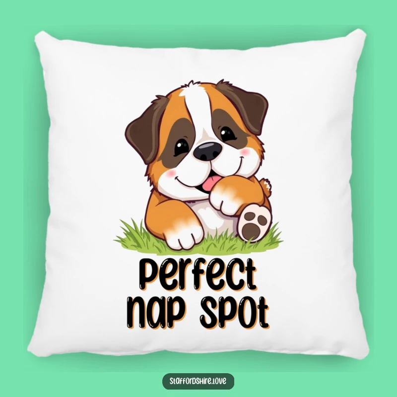 Funny Rolling Dog Pillow - Cozy Saint Bernard Happy Grass Cushion Gift