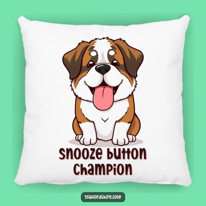 Funny Saint Bernard Relaxed Pillow: Happy Sigh Tongue for Cozy, Hilarious Comfort