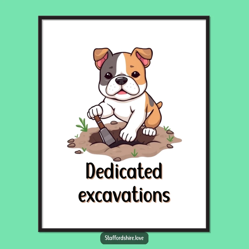Funny Kawaii Staffy Digital Art Print - Instant Determination for Your Walls