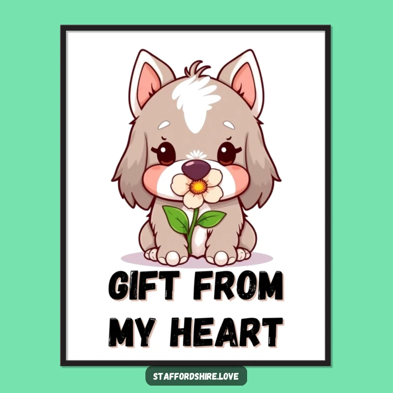 Funny Kawaii Staffordshire Digital Art: Instant Sweet Flower Decor