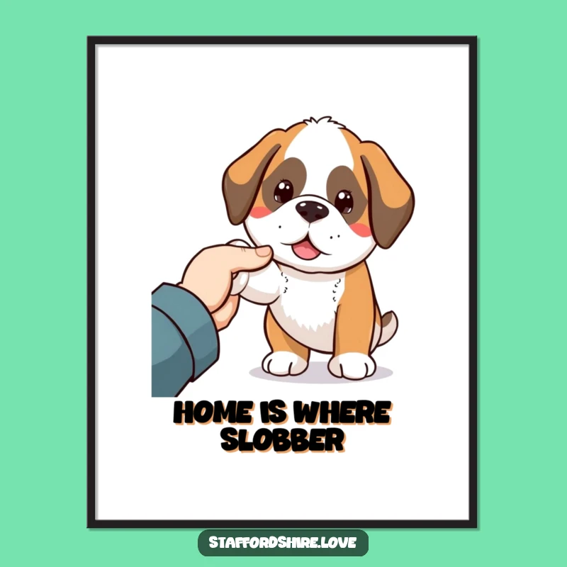 Funny Saint Bernard Digital Art: Kawaii Nudge Print - Instant Humorous Wall Decor Gift!