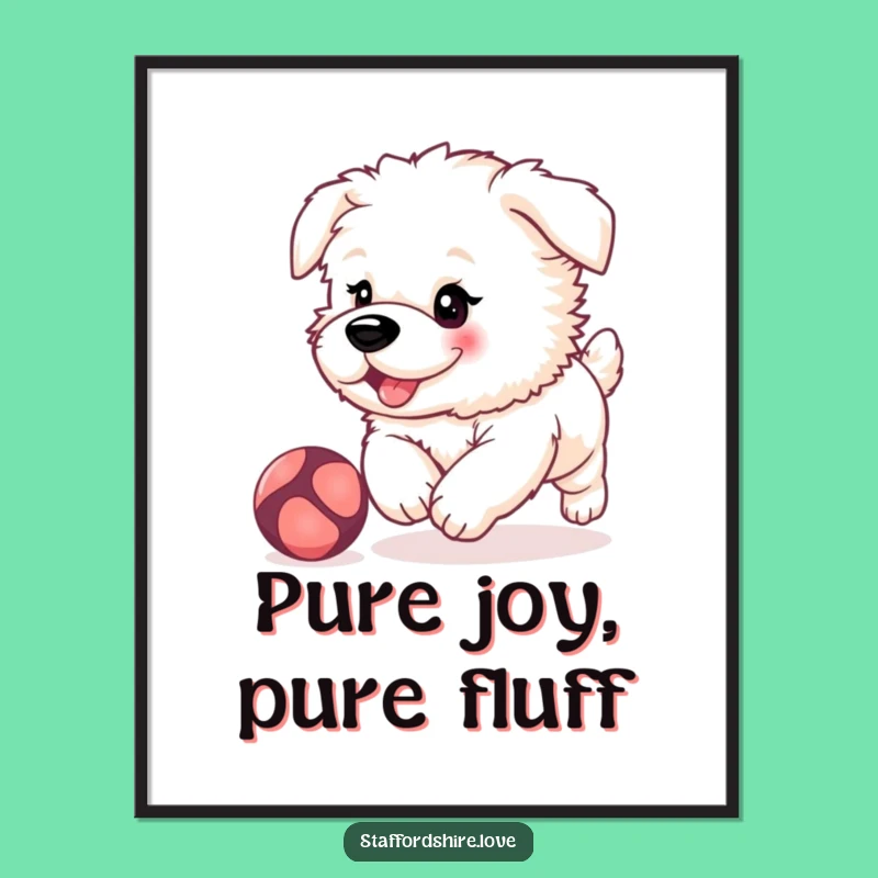 Funny Staffy Puppy Digital Art, Cute Dog Print, Adorable Playful Decor