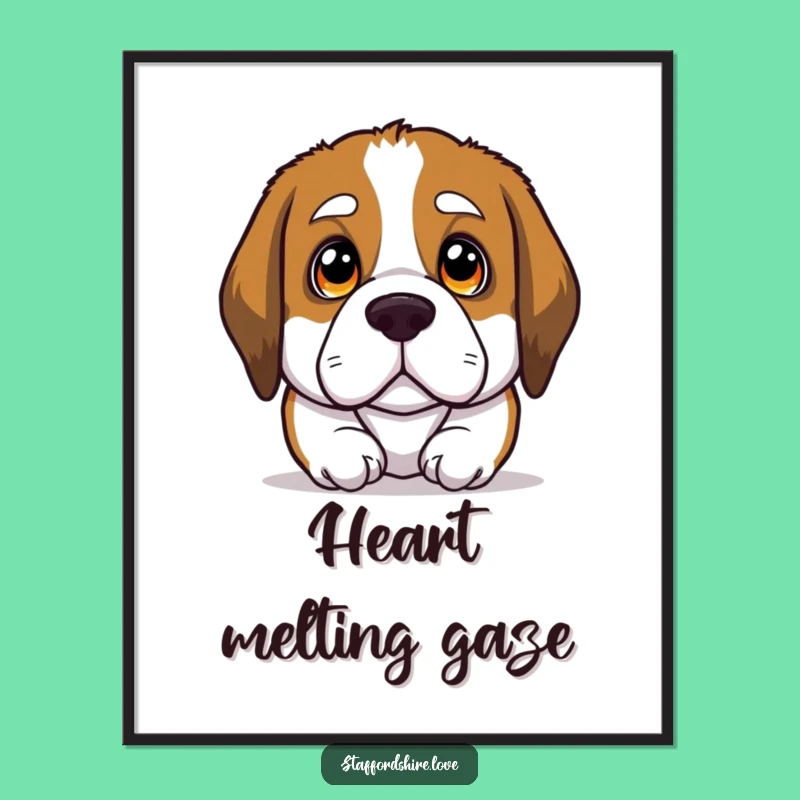 Funny Soulful Eyes Digital Art - Heartwarming Saint Bernard Print Gift