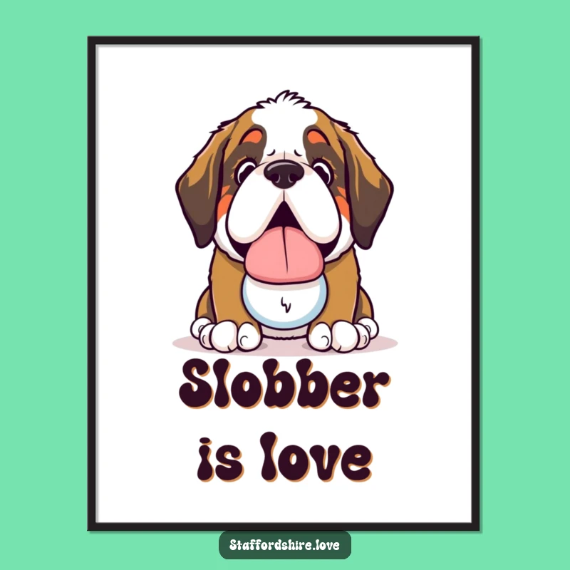 Funny Saint Bernard Slobbery Toy Digital Art: Instant Canine Devotion!