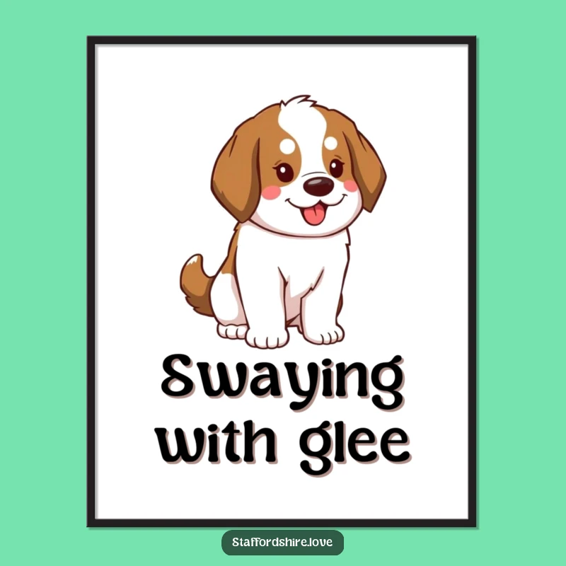 Funny Saint Bernard Digital Art: Energetic Tail for Your Walls, Instant Funny Gift