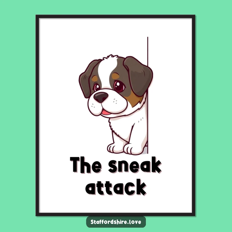 Funny Saint Bernard Digital Art: Mischievous Peek for Your Walls, Instant Funny Gift