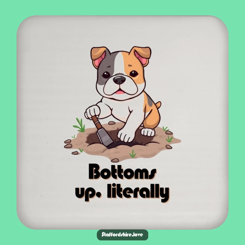 Funny Kawaii Staffy Drink Coaster - Protect Surfaces with Determined Charm